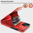 thumbnail image 3 of Petsta Compatible with iPhone 14 Case Wallet with Card Holder, 360°Rotation Finger Ring Holder Kickstand, RFID Blocking Leather Protective Double Buttons Shockproof Cover 6.1 Inch Red, 3 of 5