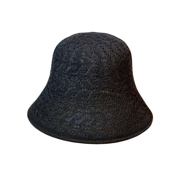 WITHMOONS Reversible Crochet Bucket Hat Double Side Wear Summer Travel Beach Packable Fisherman Hat YZB0157 (Black)