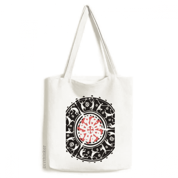 Celebrate Mexican Outline Mexico Totems Tote Canvas Bag Shopping Satchel Casual Handbag