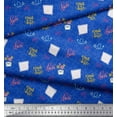 thumbnail image 2 of Soimoi Blue Cotton Voile Fabric Heart & Love Text Fabric Prints By Yard 42 Inch Wide, 2 of 3