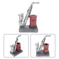 thumbnail image 3 of Lot de 1 Sculpture de Saxophone Porte-Stylo Résine Style Rétro Décoration de Bureau pour Amateurs de Musique, 3 of 8