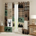 thumbnail image 2 of Erosebridal Farmhouse Deer Curtains & Drapes, Retro Country Animal Blackout Curtains 42"Wx90"L 2 Panels,Rustic Cabin Lodge Curtains Plaid Arrows Adventure Patchwork Window Curtains, Brown Green, 2 of 5
