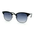thumbnail image 4 of Iconic Half Rim Gentlemanly Hipster Fashion Horn Temple Sunglasses Black Gunmetal - Smoke, 4 of 7