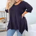 thumbnail image 4 of DuoJiaJ Plus Size Tunic Top For Women 3/4 Sleeve Blouse Purple Gray 3X Clothes Swing Top Crewneck Maternity Loose Fitting Clothing Shirt Women’s Plus Size Long Sleeve T-Shirts Purple, 4 of 5