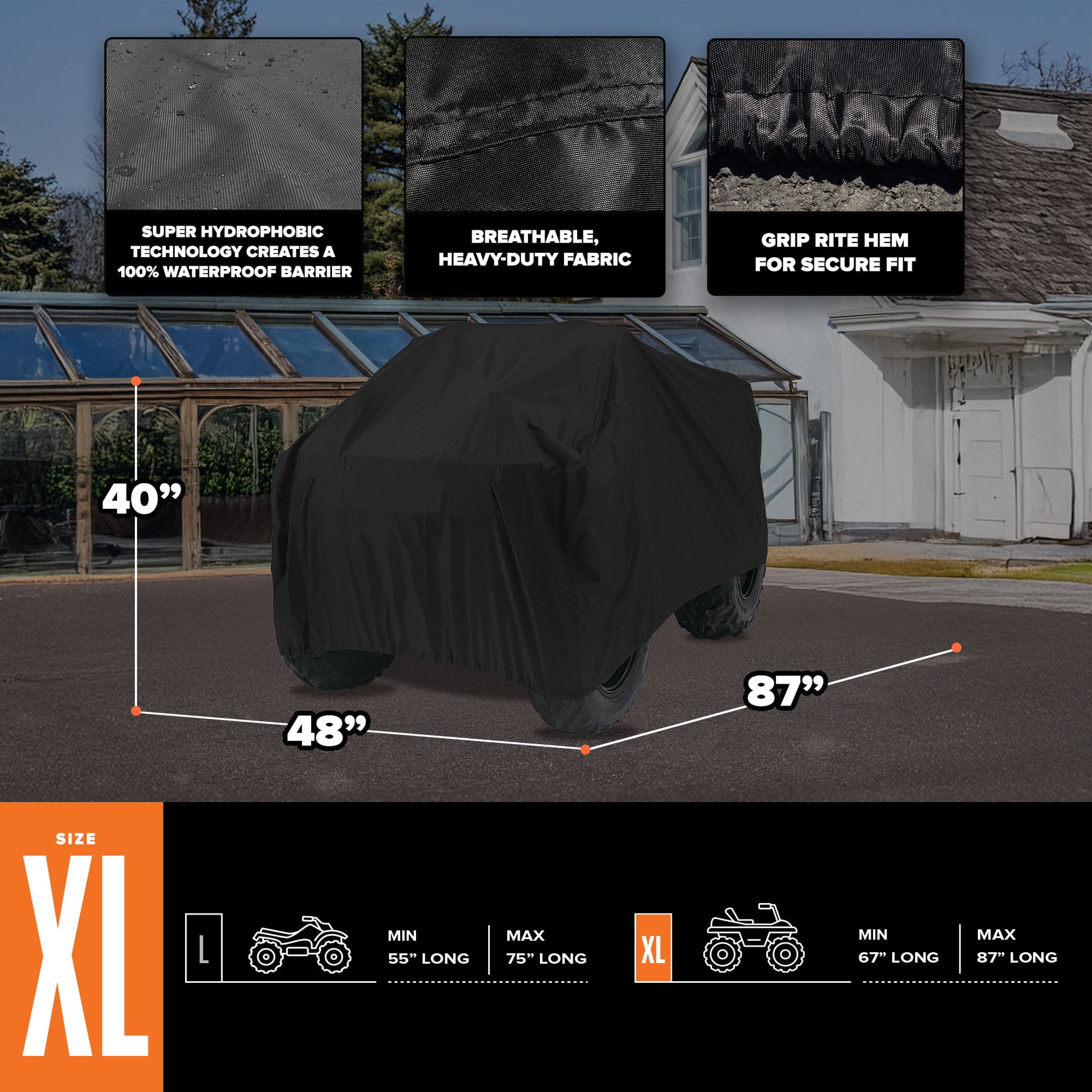 (2 pack) Budge StormBlock ATV Cover, Heavy-Duty All Weather Protection, Breathable, Tear & Rust Resistant ATV Cover, Fits ATVs up to 87" Long