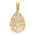 thumbnail image 4 of 14k Yellow Gold Polished & Textured Small Filigree Teardrop Pendant, 4 of 5