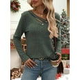 thumbnail image 5 of Long Sleeve Shirts for Women V Neck Fall Sweaters Dressy Casual Basic Tops Trendy Pullover Green L, 5 of 7