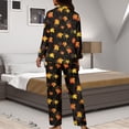 thumbnail image 7 of Kuiaobaty Maple Leaf Print Womens Pajama Set, Thanksgiving Soft Long Sleeve Pajamas & Long Pants with Pockets, Warm Button-up Sleepwear Lounge Pjs, XL, 7 of 7