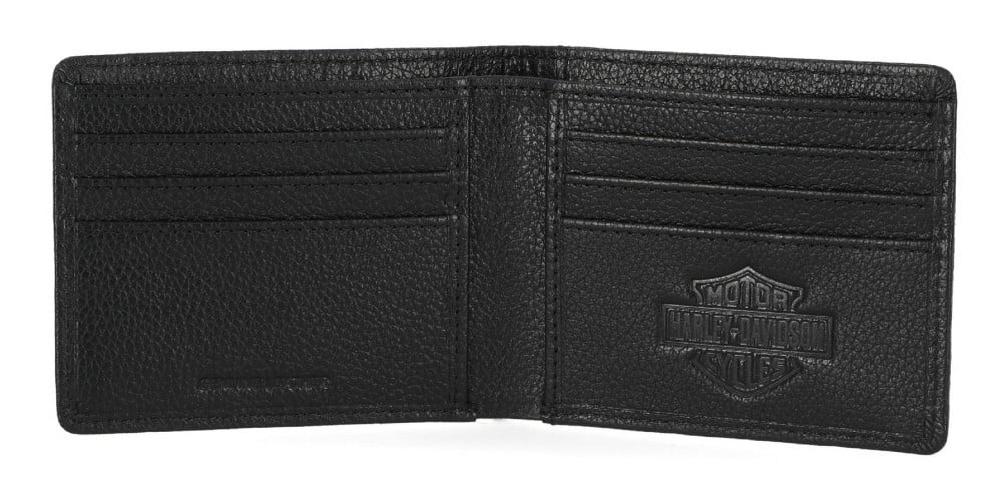 Harley-Davidson Men's Pebble Leather Classic Eagle Billfold Wallet - Black, Harley Davidson