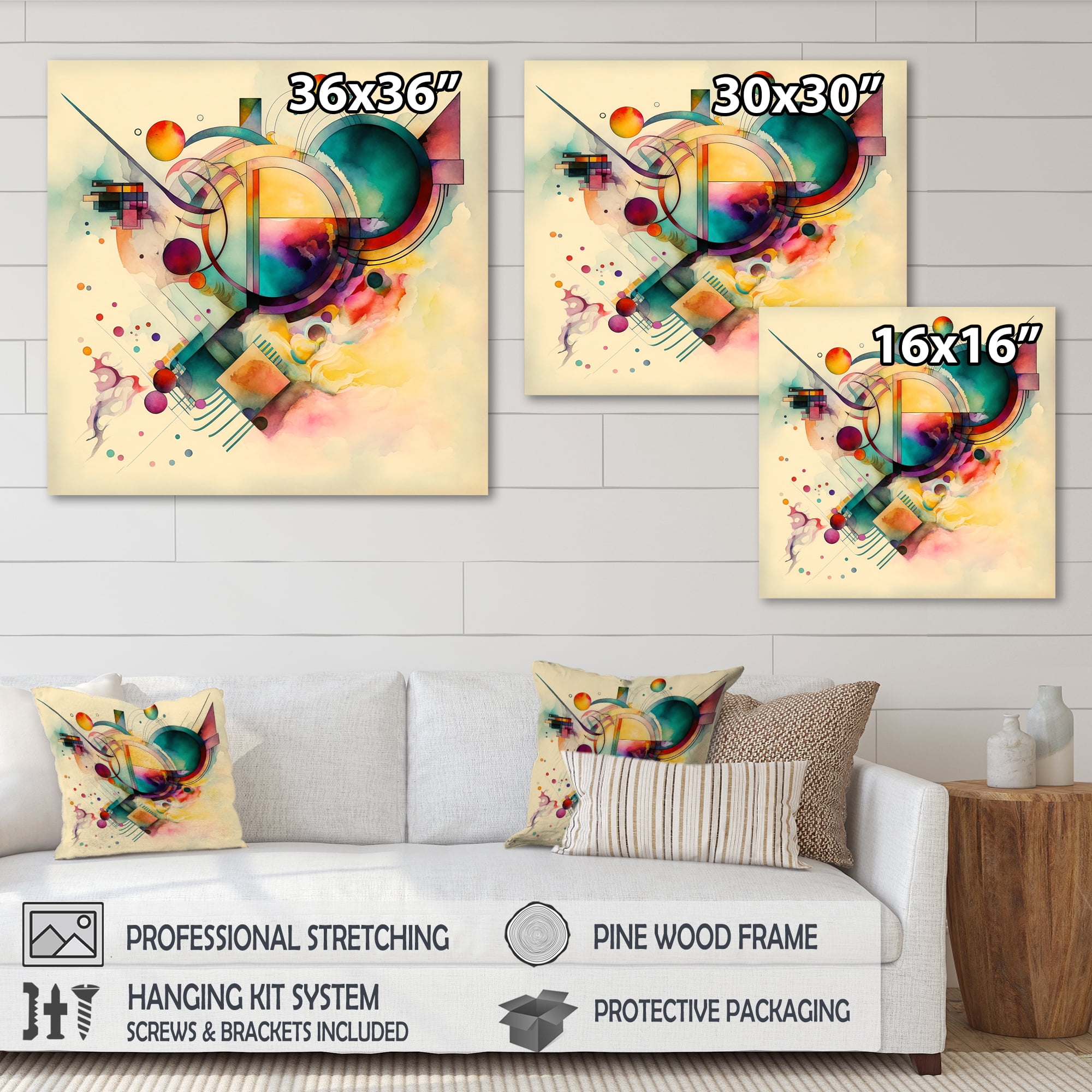 Designart Pastel Watercolor Art Deco II Canvas Wall Art
