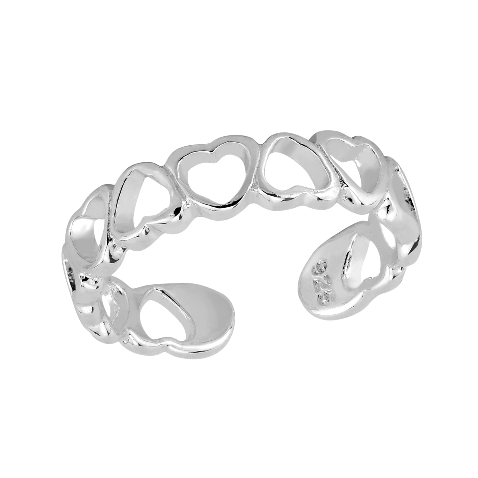 AeraVida Forever Linked Alternate Sweet hearts Sterling Silver Toe or Pinky Ring for Female Adult Anniversary Jewelry Gift