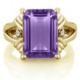 thumbnail image 2 of Gem Stone King 18K Yellow Gold Plated Silver Purple Amethyst and White Moissanite Engagement Ring for Women (6.28 Cttw, Gemstone February Birthstone, Emerald Cut 14X10MM, Size 5), 2 of 6