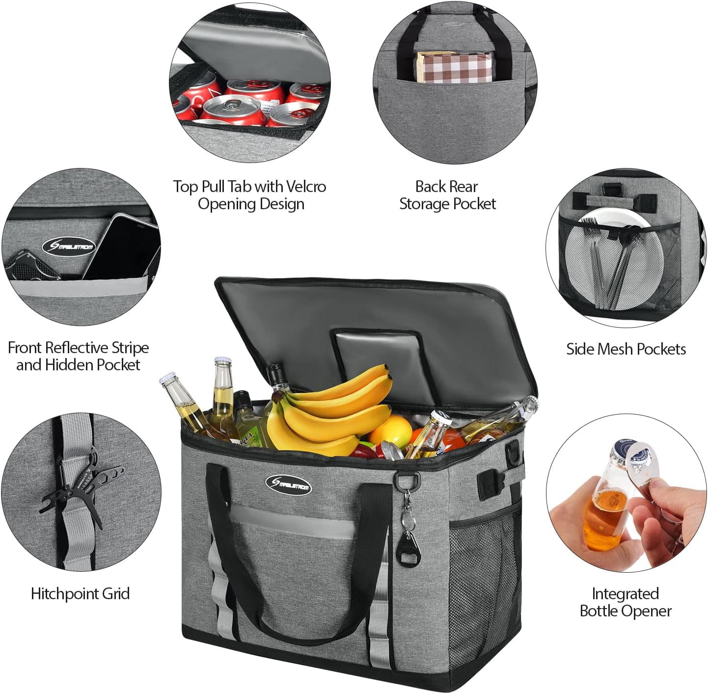 Maelstrom Soft Cooler Bag,Collapsible Soft Sided Cooler,24/30/60/75 Cans Beach Cooler,Ice Chest,Large Leakproof Camping Cooler,Portable Travel Cooler for Grocery Shopping,Camping,Road Trips