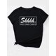 thumbnail image 3 of Square Frame Simple White Letter Print Black Women's Casual Fashion Top Round Neck Short Sleeve T-shirt, 3 of 7