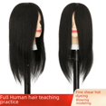 thumbnail image 1 of Cabeza de modelo de peluquería con cabello real completo, aprendiz de práctica de corte de cabello, modelo de cabeza de muñeca, modelo de cabeza de maniquí de tinte caliente especial para barbero, 1 of 5