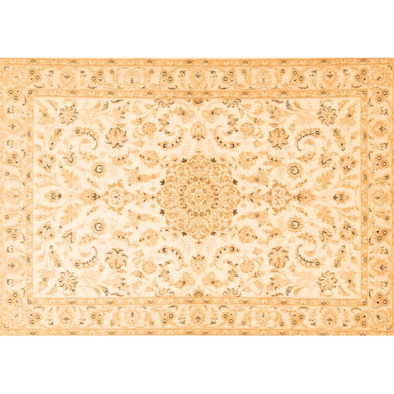 Ahgly Company Indoor Rectangle Medallion Orange Traditional Area Rugs, 7' x 9'