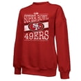 thumbnail image 2 of Women's Majestic Threads  Scarlet San Francisco 49ers Super Bowl LVIII Primetime Tri-Blend Pullover Sweatshirt, 2 of 3