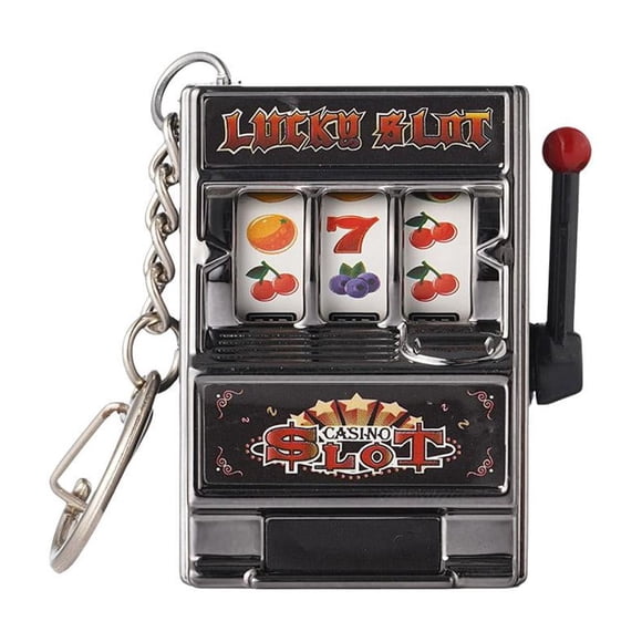 Mini Slot Machine Coin Bank Toy with Realistic Jackpot Lever, Fun Casino Game for Kids & Adults, Novelty Desk Decor & Cake Topper, Silver/Gold, 2.73" x 1.17"