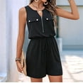 thumbnail image 3 of Gdvsclr Womens Summer Sleeveless Zipper Pocket Casual Shorts Jumpsuit Black XL, 3 of 8