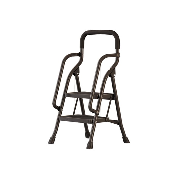 Beuway 2 Step Ladder with Handrails,Foldable Step Stool for Adults(Black)