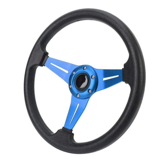 Universal 14in Car Racing PU Leather Steering Wheel for 6 Hole Hub Adapter