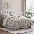 thumbnail image 4 of LammaLoe California King Size comforter Sets, 7 Piece Bed In A Bag Pintuck Bedding Sets, linen, 4 of 6