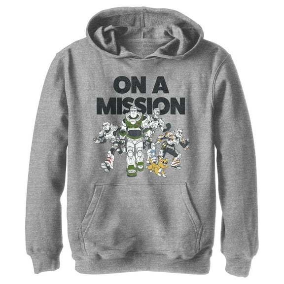 Boy's Lightyear On a Mission Group Pull Over Hoodie Athletic Heather Medium