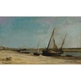 thumbnail image 2 of Charles François Daubigny 24x16 Gold Ornate Framed and Double Matted Museum Art Print Titled - Boats on the Seacoast at Etaples (1871), 2 of 4