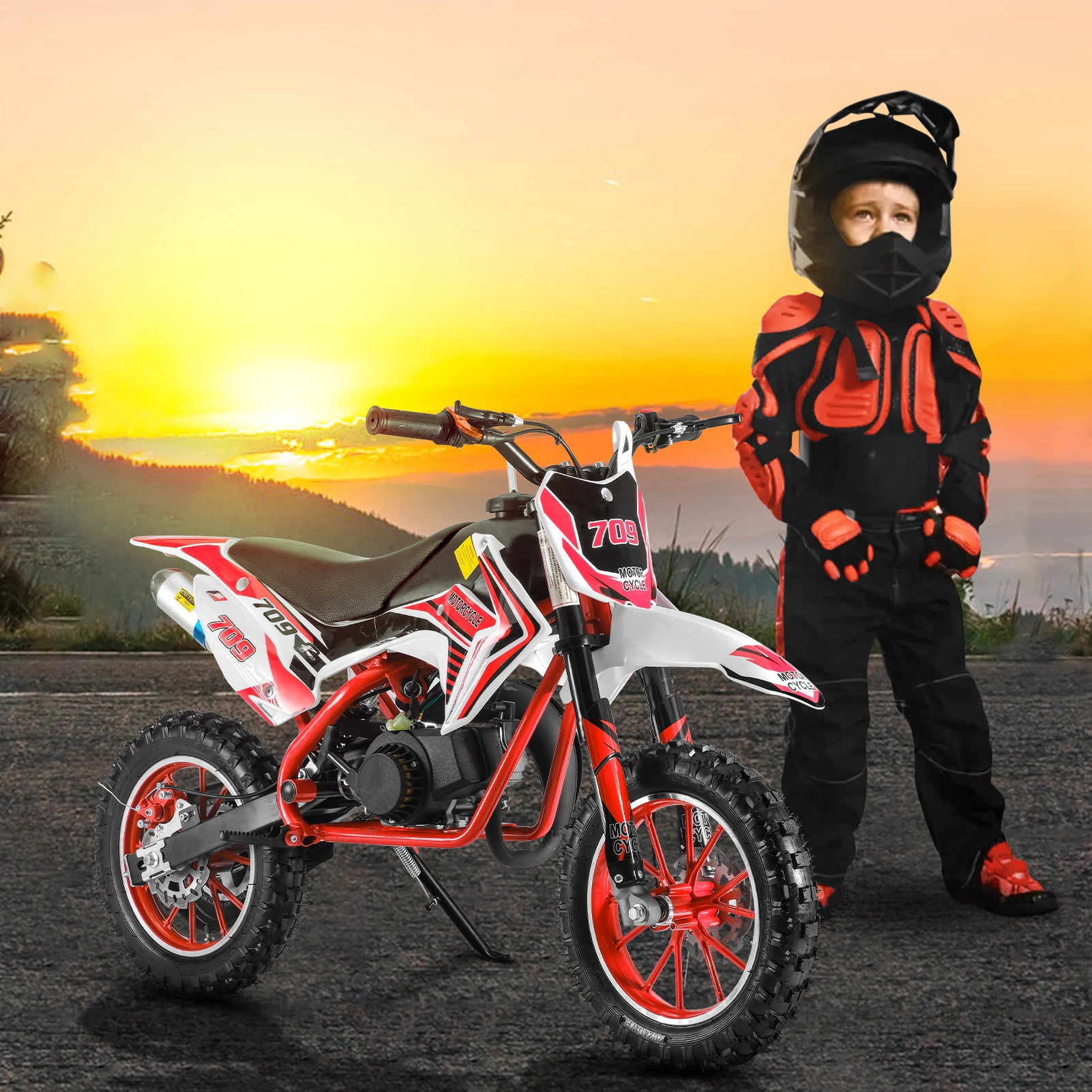 Hyasfey 49cc Kids Dirt Bike, Gas-Powered Mini Motocross, Off-Road Motorcycle with Disc Brakes