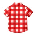 thumbnail image 5 of JTSRKL Boys Short Sleeve Plaid T-Shirts Loose Fit Casual Summer Button Down Shirts Lightweight Comfy Basic Cotton Tops with Pockets Red 5-6 Years, 5 of 7