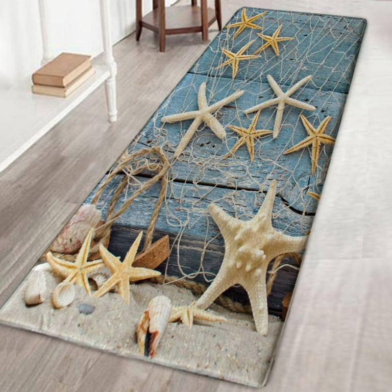 40*60cm Beach Shell Starfish Bathroom Door Mat Non-slip Carpet Printed Soft  Pad Washable Doormat Front Floor Rug Home Decor