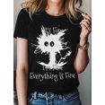 thumbnail image 4 of Women's T-Shirt It's Fine I'm Fine Everythimg Ls Fine Cute Cartoon Short Sleeve Casual Tee Classic Crew Neck T Shirt for Women Black, 3XL, 4 of 7