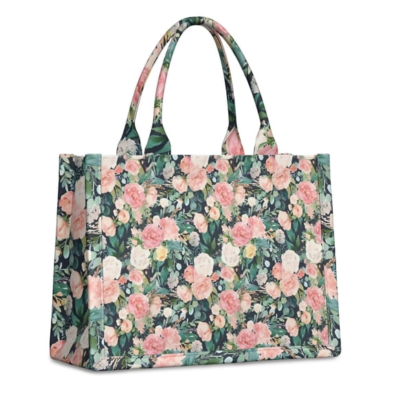 Large Capacity Tote Bag,Pioneer Flower Floral Print Pattern Handbag Fashion Luxury Tote Bag,15.7"x13"x 5.1" Inches,Laptop Compatible