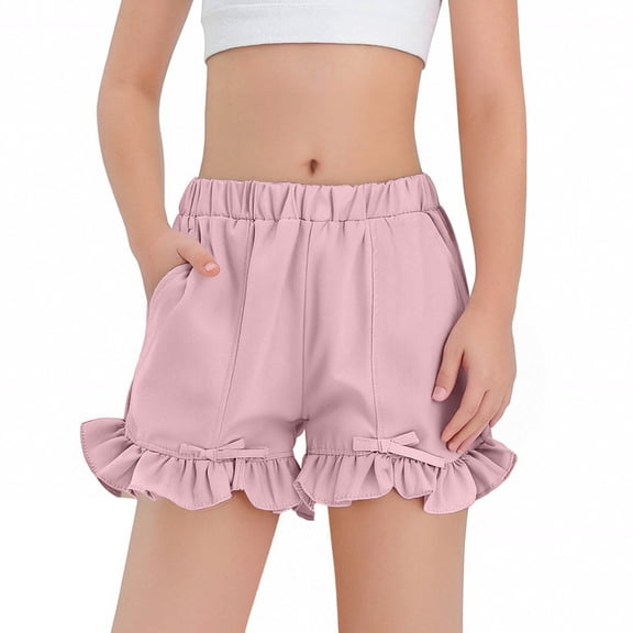 CCRFTGI Girls Athletic Shorts 7-8 Casual Elastic Pants Comfort Cute Pink 2026 Summer Shorts Pink 6-7 Years