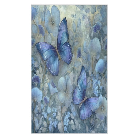 Wobogo Butterfly Floral Waffle Weave Kitchen Towels 1 Pack Absorbent Microfiber Dish Towels Quick Dry Cleaning Cloth