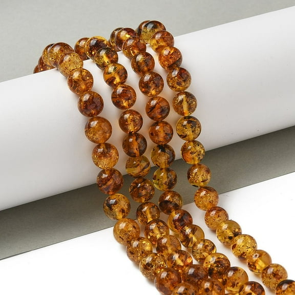 Natural Amber Beads Strands Round 7.5~8mm Hole: 1mm about 43~51pcs/strand 14.2~15.16''(35.5~38.5cm)