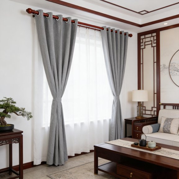 ETEREAUTY 2-Pack Light Grey Thermal Insulated Blackout Curtains with Eyelet, Room Darkening Window Drapes