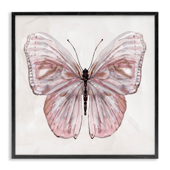 Stupell Industries Shabby Chic Muted Pink Butterfly Black Framed Giclee Art, 12 x 12, by Carol Robinson