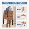 thumbnail image 5 of EDX Small Folding Desk with Shelf, No Assembly 2-Tier Compact Computer Table, Portable Study Workspace for Bedroom, Home Office, Brown, 5 of 7