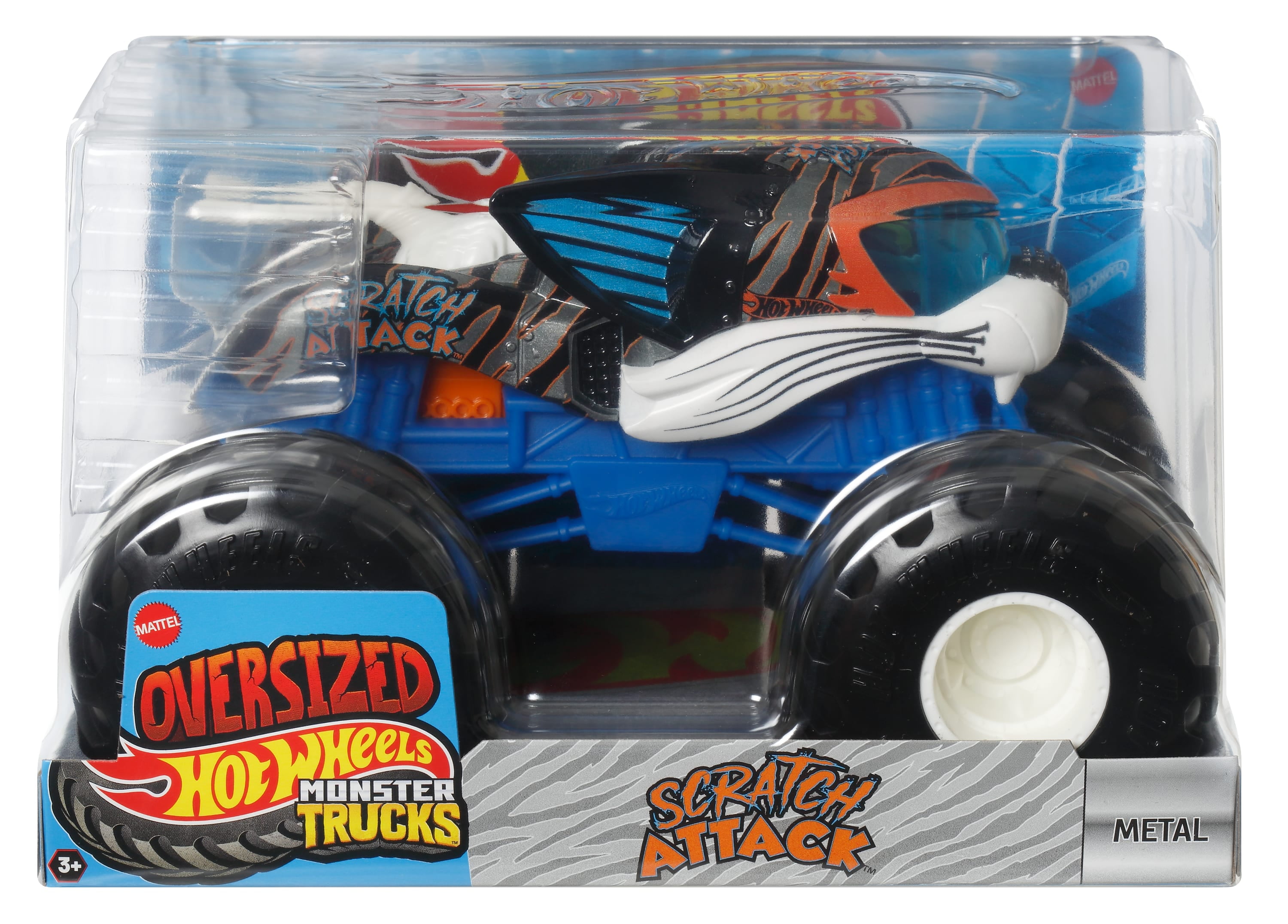 Hot Wheels Monster Trucks, Oversized Monster Truck in 1:24 Scale, Scratch Attack