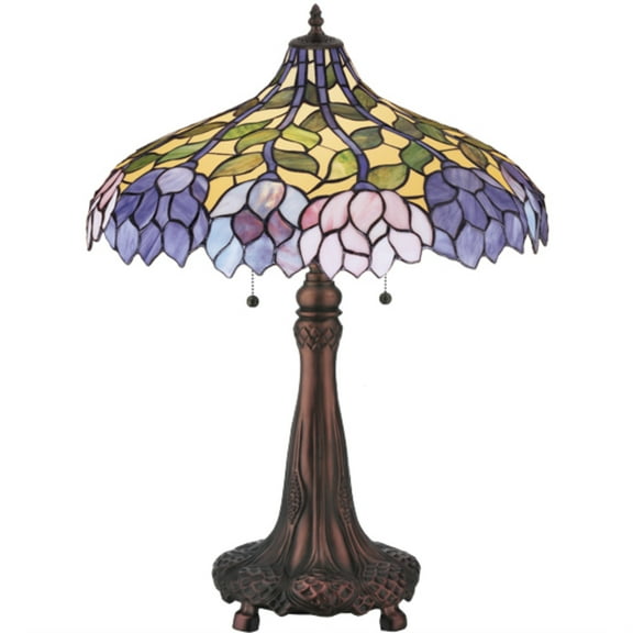 Meyda Tiffany 30452 Vintage Stained Glass / Tiffany Table Lamp From The Wisteria