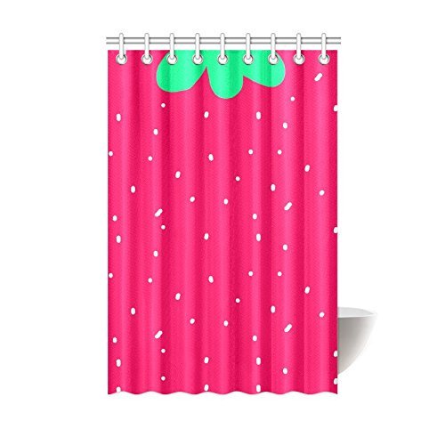 Greendecor And Funny Pink Strawberry Waterproof Shower Curtain Set With Hooks Bathroom Accessories Size 48x72 Inches Com Hooks Bathroom Accessories, Pink Shower Curtain Hooks