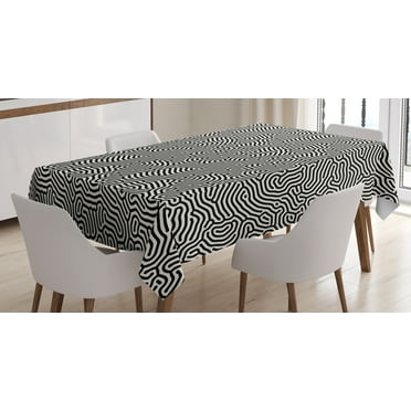 Ambesonne Black and White Tablecloth Rectangular Table Cover, Maze Labyrinth, 60"x84", Black and White