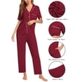 thumbnail image 4 of Ekouaer Womens Button-Down Pajama Set Soft Short Sleeve Sleepwear with Long Pants, 4 of 6