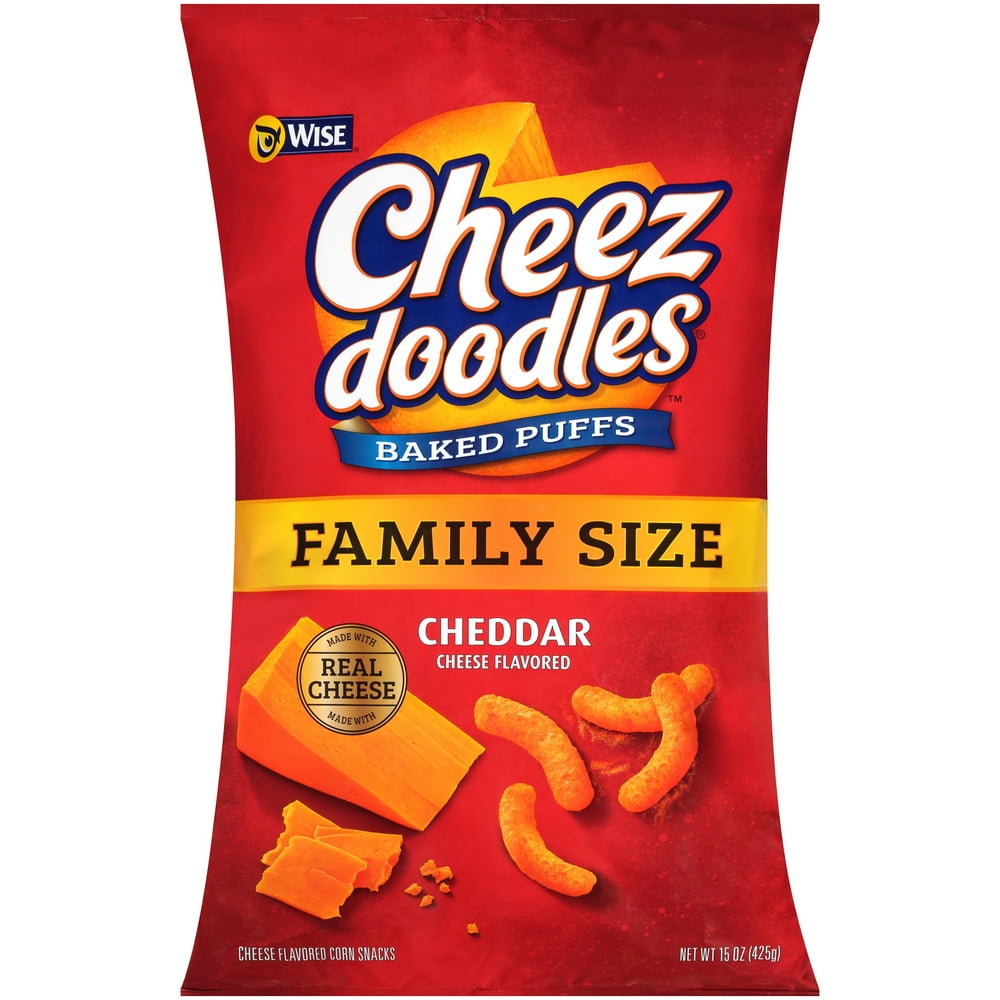 Wise Cheez Doodles Baked Puffed Cheddar Cheese Flavored Corn Snacks