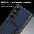 thumbnail image 7 of Case for Samsung Galaxy Z Fold 7, Carbon Fiber Texture, 360 Degree Rotating Ring Bracket, Compatible with MagSafe Wireless Chargers, PC Material Drop Protective Phone Cover for Z Fold 7, Darkblue, 7 of 7