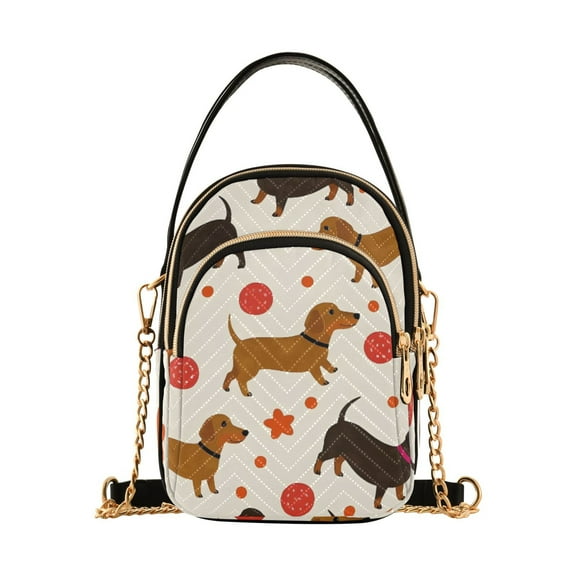 joogoo Women Dachshund Dog Balls Chain Crossbody Bags Shoulder Handbag Phone Purse