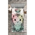 thumbnail image 3 of Ambesonne Animal Quilted Bedspread Set 2 Pcs, French Bulldog Flowers, Twin Size, Pale Green Pale Pink, 3 of 3