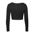 thumbnail image 6 of Womens Cropped Knitted Tops V Neck Long Sleeve Hollow Out Sweater Tops Solid Color Fitted Henley Shirts Blouse, 6 of 7