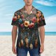 thumbnail image 2 of Fotbe Floral Dreamcatcher Elegance Camisa Hawaiana para Hombre Unisex – Camisa Casual de Verano con Botones de Manga Corta de Algodón y Lino,Small, 2 of 7